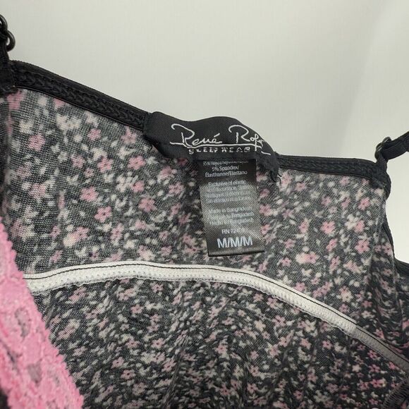 Rene Rofe Black & Pink Floral Sleep Tank Top Lounge Size Medium - Picture 4 of 8